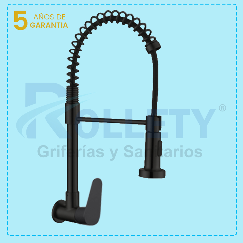 LLAVE COCINA CON RESORTE A LA PARED BLACK