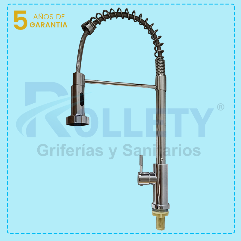 LLAVE COCINA CON RESORTE AL MUEBLE CROMADO