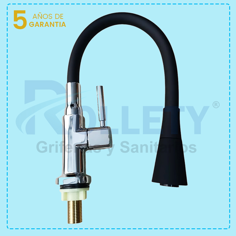 LLAVE COCINA FLEXIBLE PESADO BLACK - AL MUEBLE