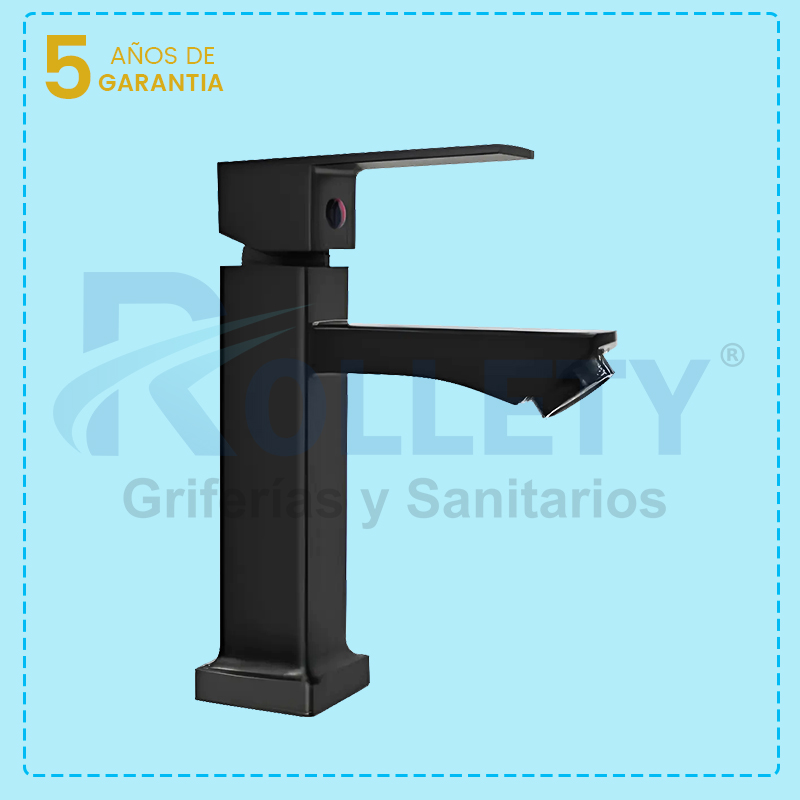 LLAVE LAVATORIO PESADO - MONOCAMANDO NEGRO